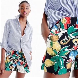 JCrew Tropical Art Print Shorts with Scalloped Edge